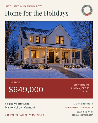 Portrait post size of Home for the Holidays Listing