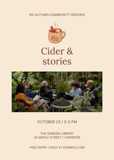 5 × 7 invitation size of Cider & Stories