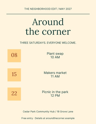 Letter flyer size of Around the Corner