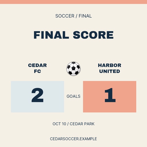 Score post size of Saturday Soccer Lights