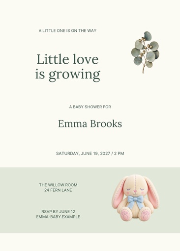 5 × 7 invitation size of Little Love Grows