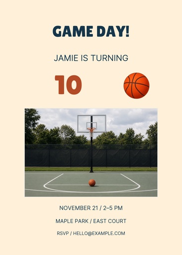 5 × 7 invitation size of The Big Ten Game Day