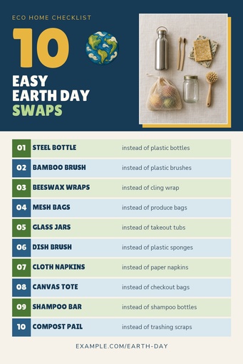 Pinterest pin size of 10 Easy Earth Day Swaps