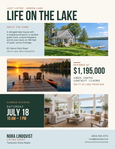 Letter flyer size of Lakefront Summer Showing