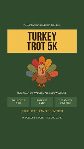 Story opener size of Turkey Trot 5K
