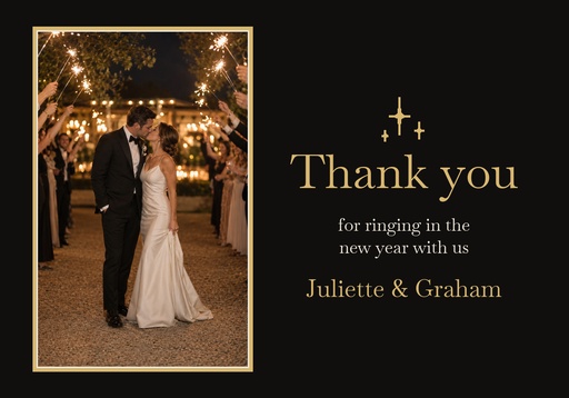Thank-you card size of Midnight in Gold