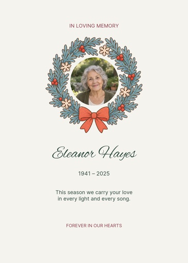 Remembrance card size of Remembered This Season