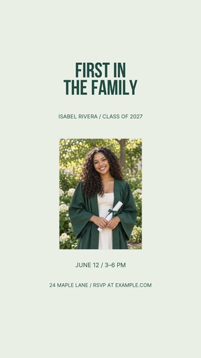Story opener size of First in the Family