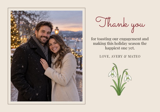 Thank-you card size of Engaged for the Holidays