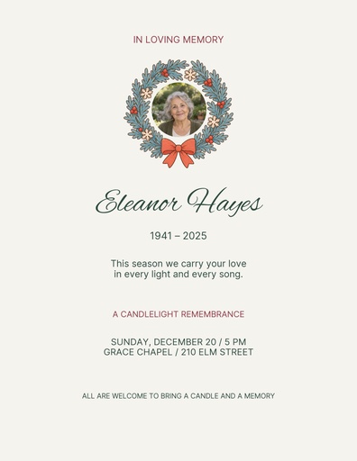 Letter flyer size of Remembered This Season