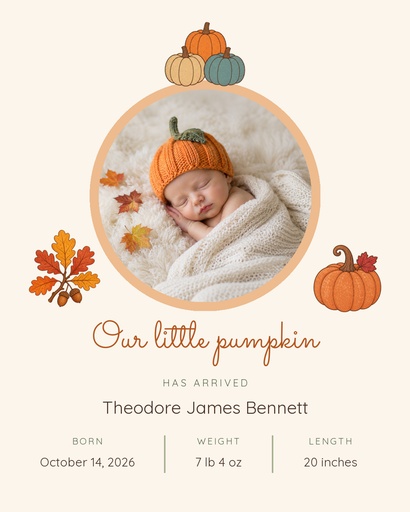 Portrait post size of Our Little Pumpkin Has Arrived