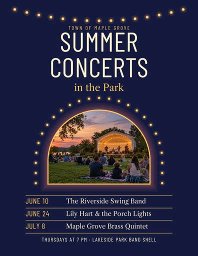Letter flyer size of Summer Concerts in the Park