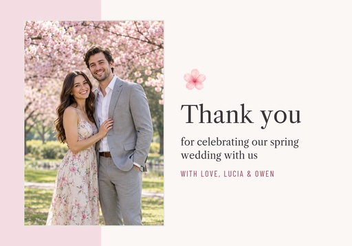 Thank-you card size of Cherry Blossom Save the Date