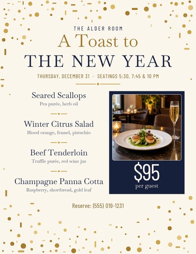 Letter menu / price list size of A Toast to the New Year