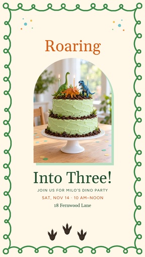 Story opener size of Roaring Into Three