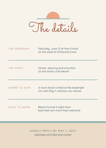 Details card size of Barefoot on the Beach