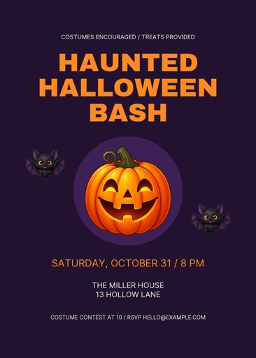 5 × 7 invitation size of Haunted Halloween Bash