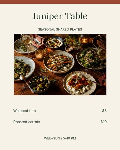 Portrait post size of Juniper Table