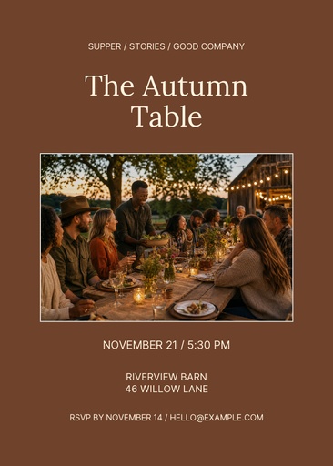 5 × 7 invitation size of The Autumn Table