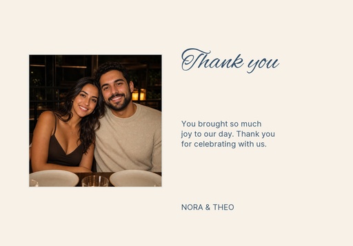 Thank-you card size of Wildflower Vows