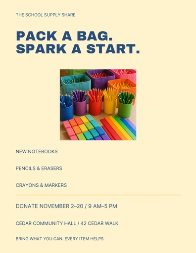 Letter flyer size of The School Supply Share