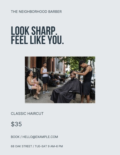 Letter flyer size of The Neighborhood Barber