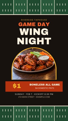 Story opener size of Game Day Wing Night