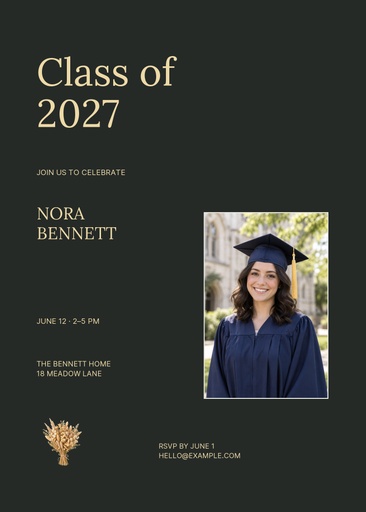 5 × 7 invitation size of A Golden Chapter