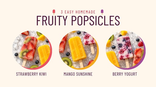 Landscape graphic size of Three Fruity Homemade Popsicles