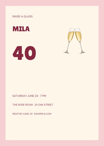 5 × 7 invitation size of A Toast to You
