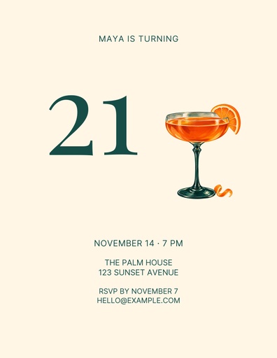 Party Flyer size of Sunset Twenty-One Birthday