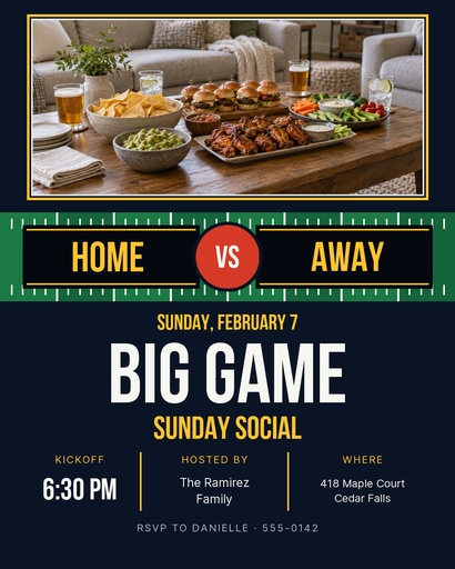 Portrait post size of Big Game Sunday Social