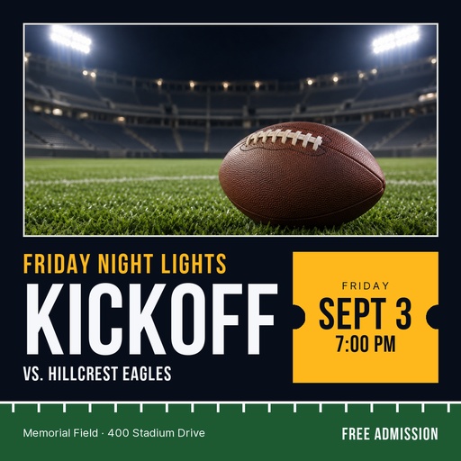 Square post size of Friday Night Lights Kickoff