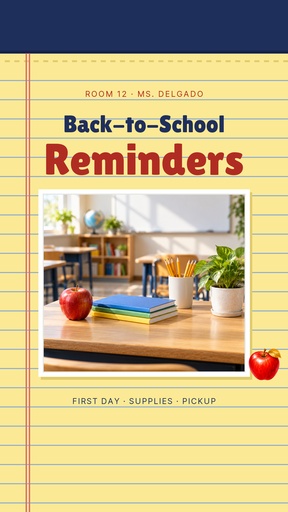 Static Reel cover size of Back-to-School Reminders