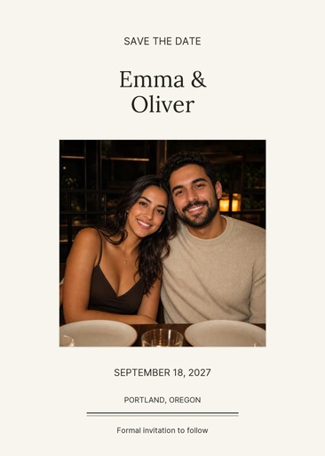 Save the date size of Ivory Vows