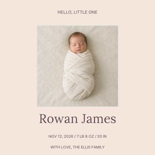Square post size of Hello, Little Rowan