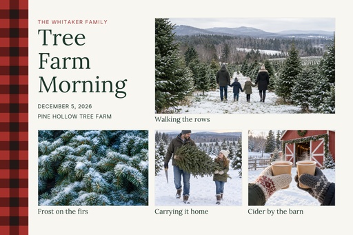 Landscape collage size of Our Tree Farm Morning