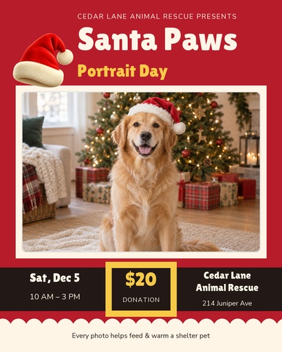 Portrait post size of Santa Paws Portrait Day