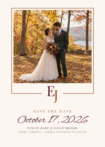 Save the date size of Autumn Ember Wedding