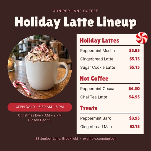 Square post size of The Holiday Latte Lineup