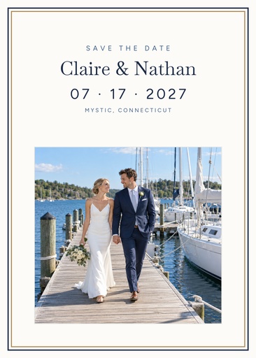 Save the date size of Summer by the Harbor Wedding
