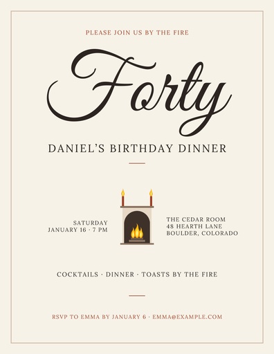 Letter flyer size of Fireside Fortieth