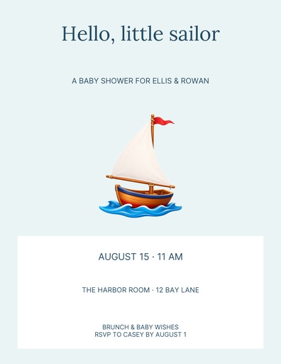 Letter flyer size of Hello Little Sailor