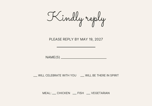 RSVP card size of Always Together