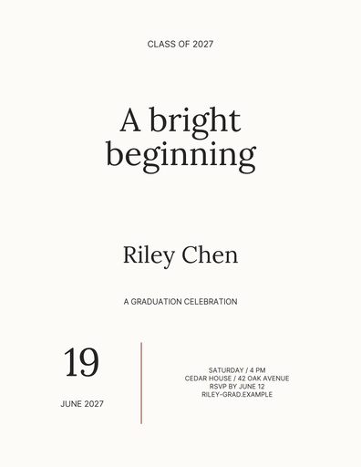 Letter flyer size of A Bright Beginning
