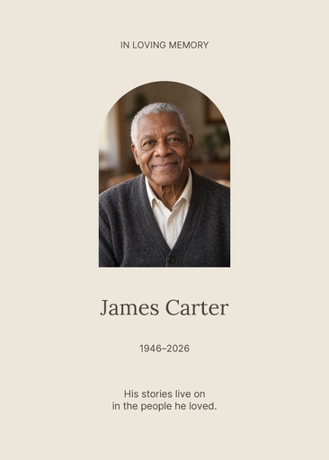 Remembrance card size of The Stories We Carry