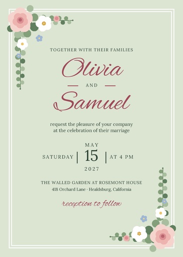 5 × 7 invitation size of Garden Party Vows
