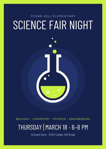 5 × 7 invitation size of Science Fair Night