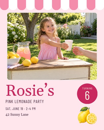 Portrait post size of Pink Lemonade Party at Six