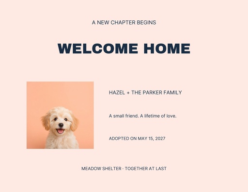 Keepsake certificate size of A Home for Hazel
